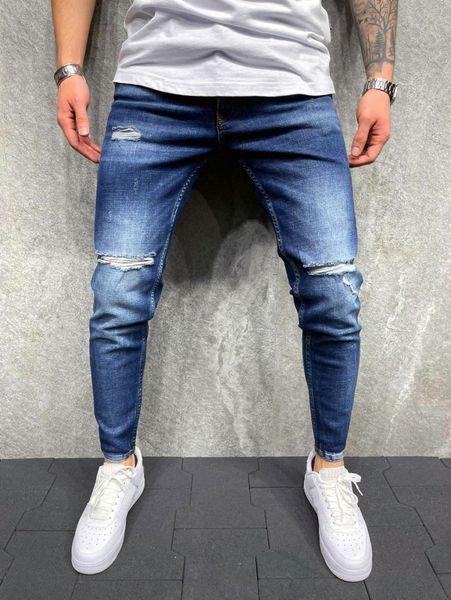 romwe guys ripped jeans f8pd#, Blue