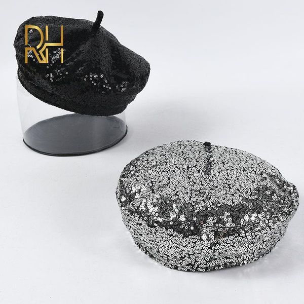 new women ladies fashion hat sequins berets hat cap sequins diamond decoration solid colors dance party ladies rh1, Blue;gray
new women ladies fashion hat sequins berets hat cap sequins diamond decoration solid colors dance party ladies rh1, Blue;gray