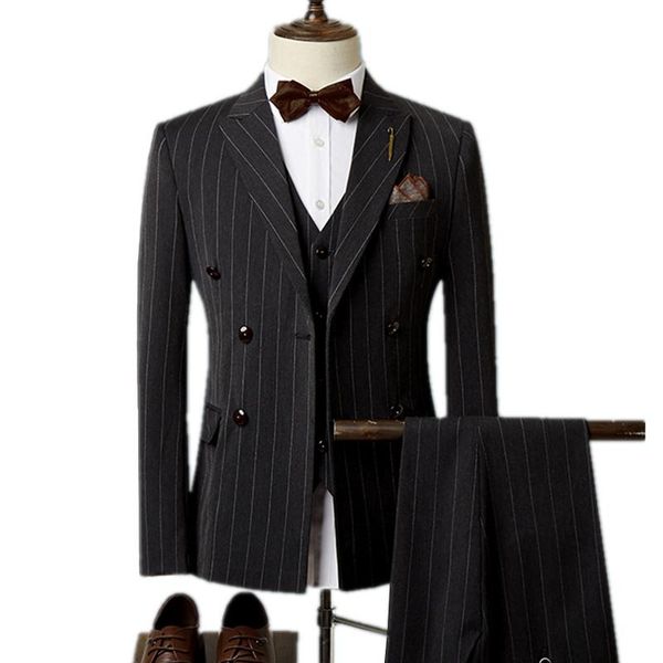 men's suits & blazers british style stripe autumn men blazer pants vest double breasted high end banquet business large size groom 3 pi, White;black
men's suits & blazers british style stripe autumn men blazer pants vest double breasted high end banquet business large size groom 3 pi, White;black