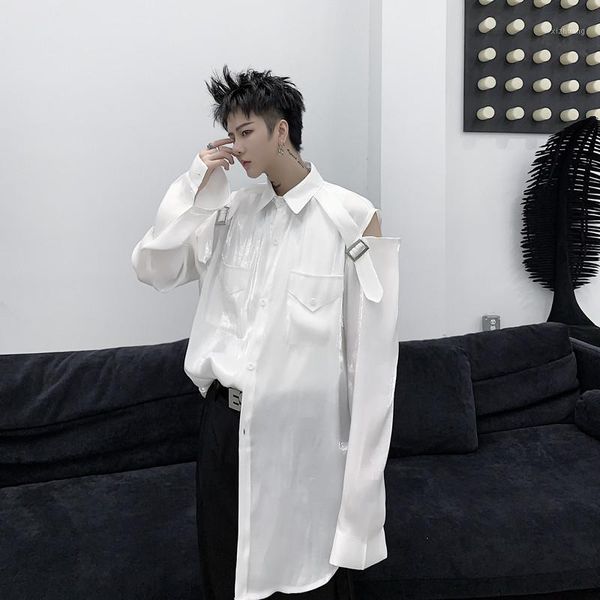 men's casual shirts spring and summer dark black personality off-the-shoulder niche shirt young men's loose bright color long-slee, White;black
men's casual shirts spring and summer dark black personality off-the-shoulder niche shirt young men's loose bright color long-slee, White;black
