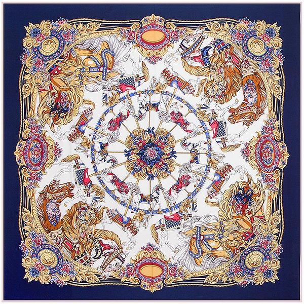 scarves 130*130cm women large twill 100% silk square scarf carousel print designer luxury lady shawl hijab headwear, Blue;gray
scarves 130*130cm women large twill 100% silk square scarf carousel print designer luxury lady shawl hijab headwear, Blue;gray