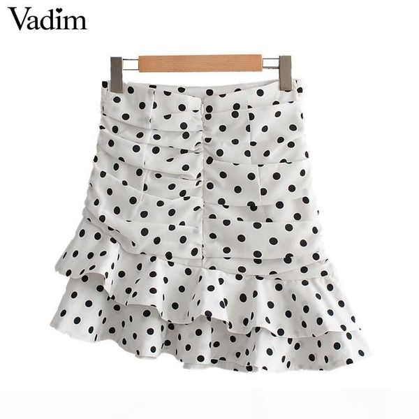 vadim women polka dot white asymmetrical mini skirt ruffles pleated high waist back zipper female irregular chic skirts ba717, Black
vadim women polka dot white asymmetrical mini skirt ruffles pleated high waist back zipper female irregular chic skirts ba717, Black