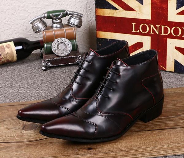 european and american leather high-heeled pointed toe high shoes lace-up wedding shoes men's boots men's, Black
european and american leather high-heeled pointed toe high shoes lace-up wedding shoes men's boots men's, Black