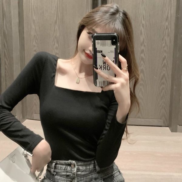 new autumn 2020 korean square neck solid long sleeve t-shirt for women's wear
new autumn 2020 korean square neck solid long sleeve t-shirt for women's wear