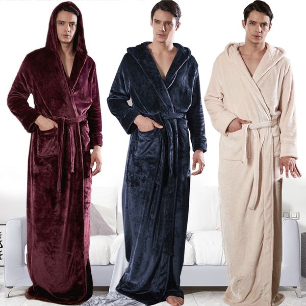 men super long thermal hooded flannel bathrobe plus size star zipper winter warm bath robe male sleepwear women dressing gown 201125, Black;brown
men super long thermal hooded flannel bathrobe plus size star zipper winter warm bath robe male sleepwear women dressing gown 201125, Black;brown