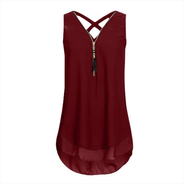 tank women sleeveless solid cross back hem layed zipper v neck plus size shirts women summer blusas ropa femenina, White
tank women sleeveless solid cross back hem layed zipper v neck plus size shirts women summer blusas ropa femenina, White