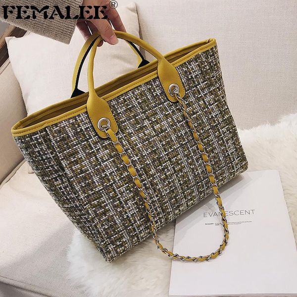 femalee women big tote bags 2020 contrast pu leather handbags women's designer handbag large tweed chains shoulder bucket bag 
femalee women big tote bags 2020 contrast pu leather handbags women's designer handbag large tweed chains shoulder bucket bag