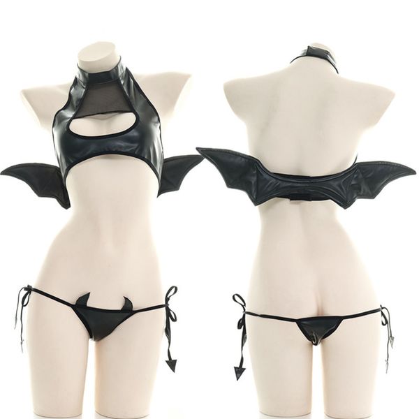 suit patent leather wings devil open cht role play private underwear uniform temptation pajamas, Black;white
suit patent leather wings devil open cht role play private underwear uniform temptation pajamas, Black;white