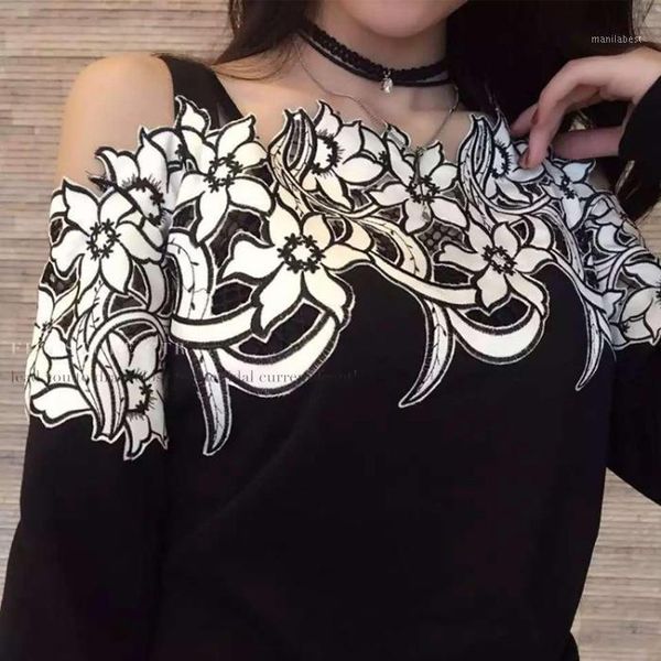 women's sweaters wholesale- oftbuy 2021 spring autumn fashion floral embroidery slash neck off shoulder black knitting women and pullov, White;black
women's sweaters wholesale- oftbuy 2021 spring autumn fashion floral embroidery slash neck off shoulder black knitting women and pullov, White;black
