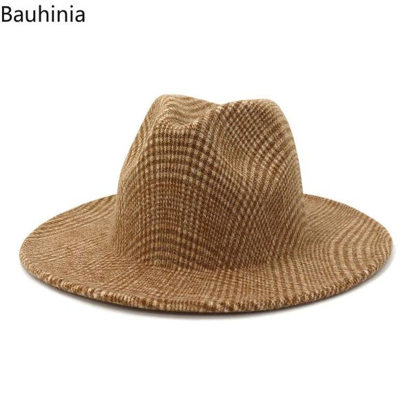 bauhinia classic all-match wide brim plaid fedora hat for couple autumn winter panama outdoor casual hat, Blue;gray
bauhinia classic all-match wide brim plaid fedora hat for couple autumn winter panama outdoor casual hat, Blue;gray