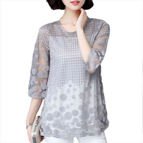 womens blouse shirt 3 4 sleeve mesh hollow out loose blouses gray ladies blusas plus size shirts, White
womens blouse shirt 3 4 sleeve mesh hollow out loose blouses gray ladies blusas plus size shirts, White