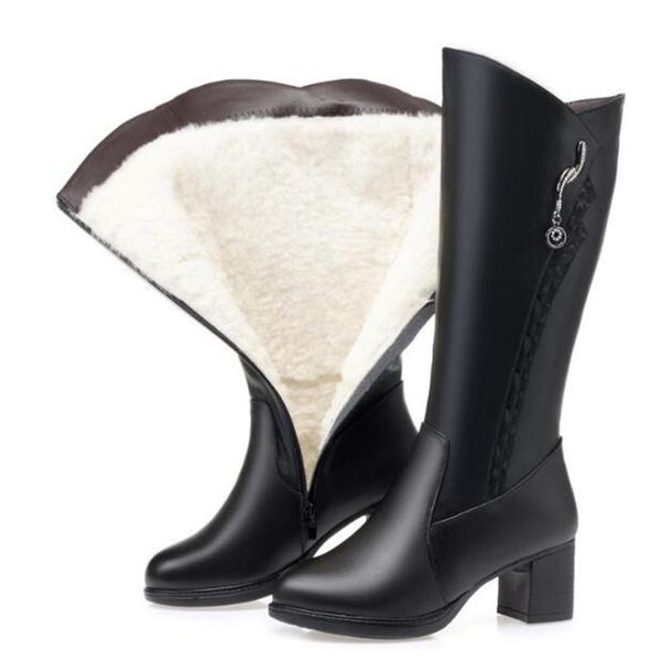 boots fashion comfort warm snow high inside plush wool genuine leather thick heel non-slip women plus size, Black
boots fashion comfort warm snow high inside plush wool genuine leather thick heel non-slip women plus size, Black