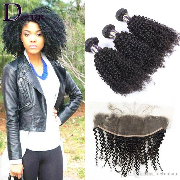3 bundles of kinky curly hair with pre plucked 13x4 lace frontal 7a grade brazilian peruvian indian malaysian, Black
3 bundles of kinky curly hair with pre plucked 13x4 lace frontal 7a grade brazilian peruvian indian malaysian, Black