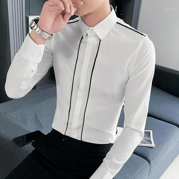 2020 men's cool long-sleeved dress shirt youth autumn stitching professional handsome slim shirt1, White;black
2020 men's cool long-sleeved dress shirt youth autumn stitching professional handsome slim shirt1, White;black