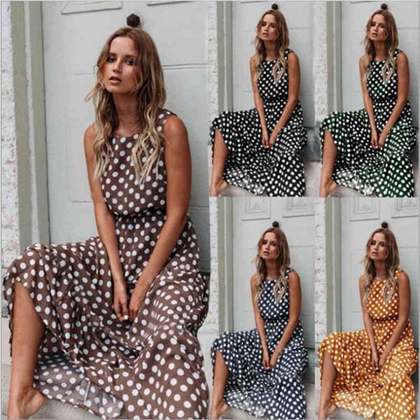 summer o neck sleeveless boho polka dot print maxi dress casual empire a line robe ladies party long vestidos, Black;gray
summer o neck sleeveless boho polka dot print maxi dress casual empire a line robe ladies party long vestidos, Black;gray