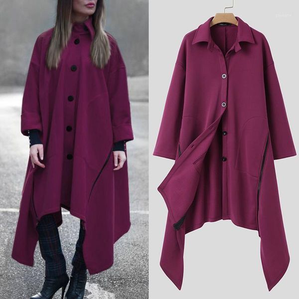celmia women winter vintage long sleeve asymmetrical wool blends jackets 2020 plus size solid zipper coats loose long outwears1, Black
celmia women winter vintage long sleeve asymmetrical wool blends jackets 2020 plus size solid zipper coats loose long outwears1, Black