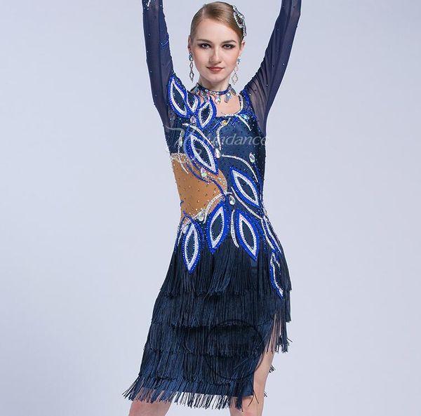 stage wear competition latin dress for girls dance woman ballroom women blue color, Black;red
stage wear competition latin dress for girls dance woman ballroom women blue color, Black;red