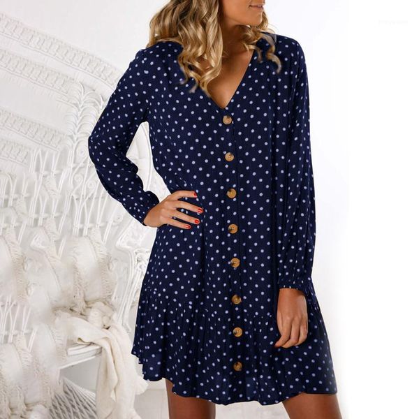 women summer 2019 deep dresses v-neck dot printed single breasted casual long sleeve fashion vestidos1, Black;gray
women summer 2019 deep dresses v-neck dot printed single breasted casual long sleeve fashion vestidos1, Black;gray