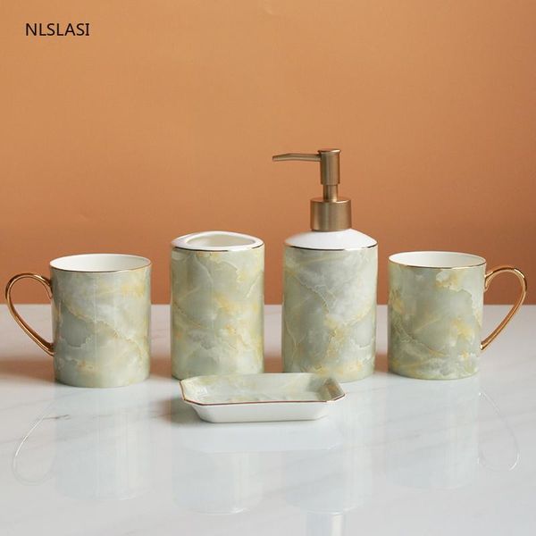 bath accessory set 5 pcs/set high-grade ceramic bathroom imitation marble stripes soap dispenser gargle cup toothbrush holder
bath accessory set 5 pcs/set high-grade ceramic bathroom imitation marble stripes soap dispenser gargle cup toothbrush holder