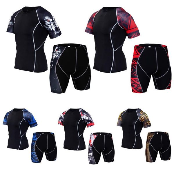 running sets men's sportswear suit t-shirt men compression trousers sports rashguard gym and yoga training clothes, Black;blue
running sets men's sportswear suit t-shirt men compression trousers sports rashguard gym and yoga training clothes, Black;blue