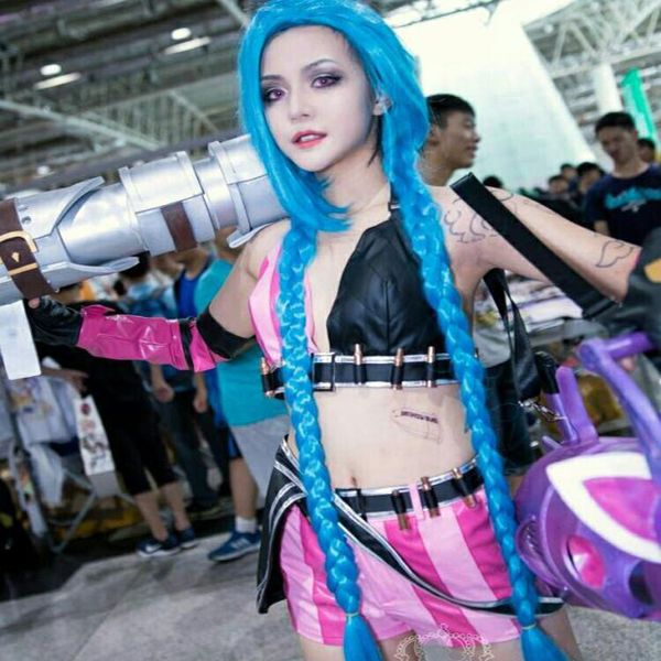 anime costumes new jinx cosplay lol game pink pu full set costume with sock not including bullets, Black
anime costumes new jinx cosplay lol game pink pu full set costume with sock not including bullets, Black