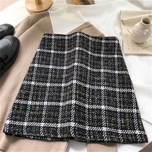 2021 new contrasting checkered high-waist woolen women's spring korean of all-match anti-glare bag hip short skirt 14vp, Black
2021 new contrasting checkered high-waist woolen women's spring korean of all-match anti-glare bag hip short skirt 14vp, Black