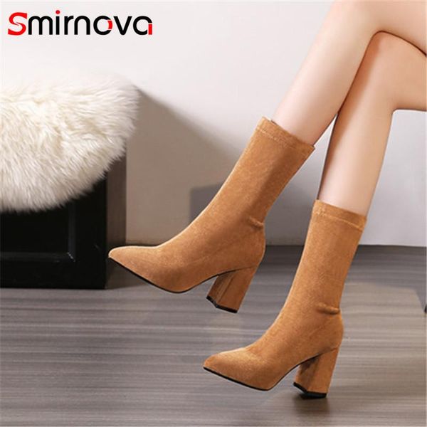 smirnova new arrive 2020 fashion autumn winter mid calf boots pointed toe flock woman boots super high heel casual ladies, Black
smirnova new arrive 2020 fashion autumn winter mid calf boots pointed toe flock woman boots super high heel casual ladies, Black