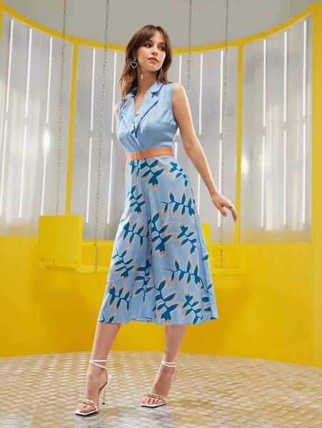 x yumiko plant print lapel neck wide leg jumpsuit 94lh#, White
x yumiko plant print lapel neck wide leg jumpsuit 94lh#, White