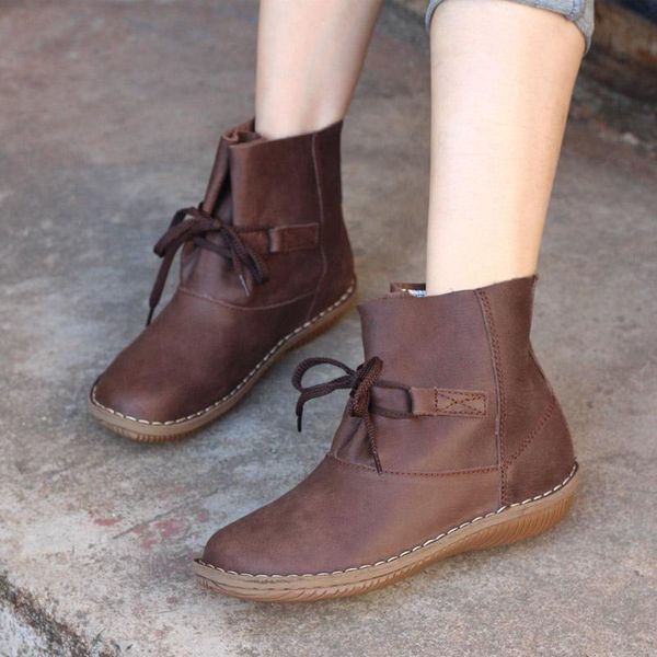 women's boots genuine leather ladies ankle boots rount toe lace up rustic shoes female spring/autumn footwear (500680-6), Black
women's boots genuine leather ladies ankle boots rount toe lace up rustic shoes female spring/autumn footwear (500680-6), Black