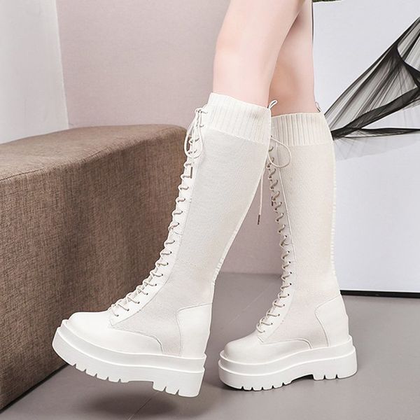 fashion knitted knee-high long boots women beige black platform high heels boots woman lace up hidden heels shoes mujer
fashion knitted knee-high long boots women beige black platform high heels boots woman lace up hidden heels shoes mujer