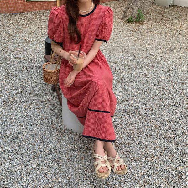 korean one piece womens summer style dress casual holiday dress round neck puffy sleeve plaid, Black;gray
korean one piece womens summer style dress casual holiday dress round neck puffy sleeve plaid, Black;gray