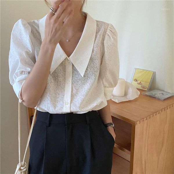 women's blouses & shirts women summer turn down collar solid color loose short sleeve ladies office casual blusas mujer de moda 2021 v, White
women's blouses & shirts women summer turn down collar solid color loose short sleeve ladies office casual blusas mujer de moda 2021 v, White