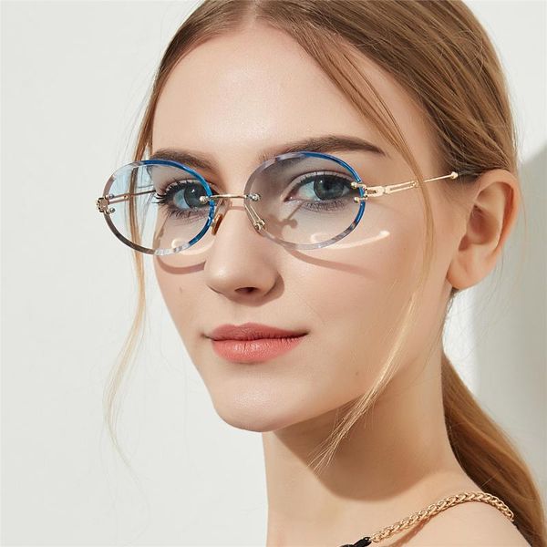 sunglasses retro transparent progressive color lens borderless crystal texture round diamond cut oval, White;black
sunglasses retro transparent progressive color lens borderless crystal texture round diamond cut oval, White;black