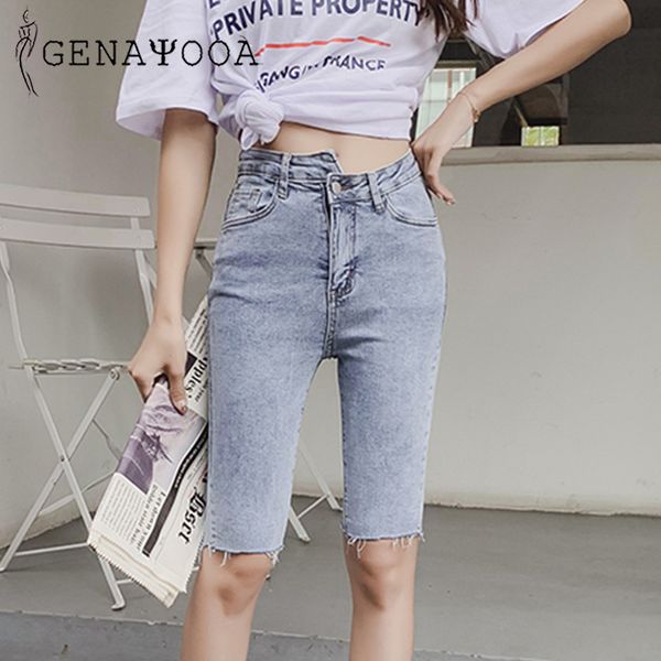 genayooa streetwear elastic spandex knee length high waist jeans women black denim biker shorts punk y200822, White;black
genayooa streetwear elastic spandex knee length high waist jeans women black denim biker shorts punk y200822, White;black