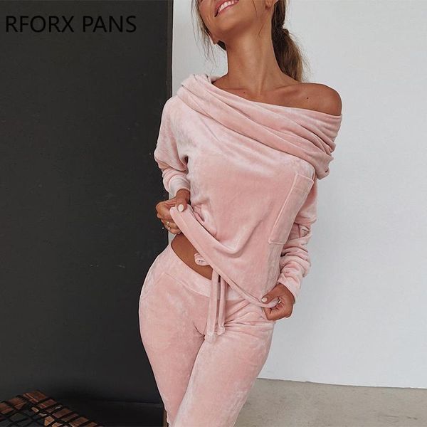 off shoulder pleuche trousers set, Gray