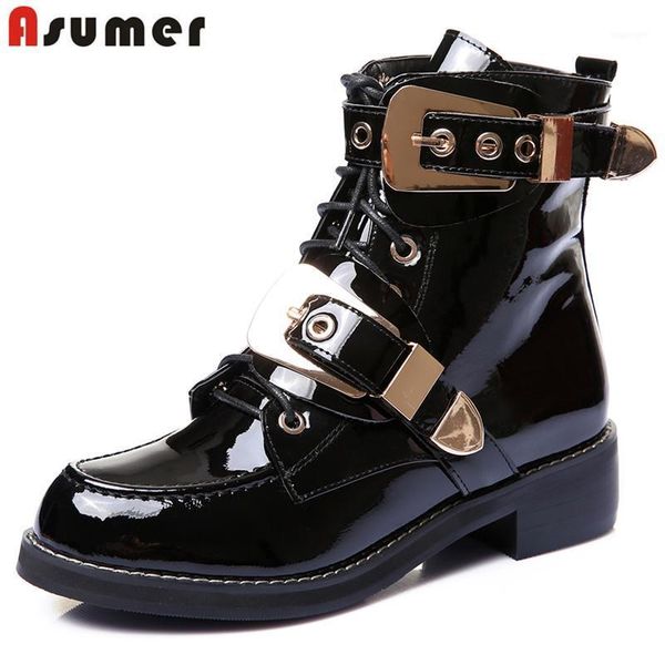 boots asumer 2021 patent genuine leather sqaure heels lace up buckle punk women motorcycle ladies ankle shoes1, Black
boots asumer 2021 patent genuine leather sqaure heels lace up buckle punk women motorcycle ladies ankle shoes1, Black
