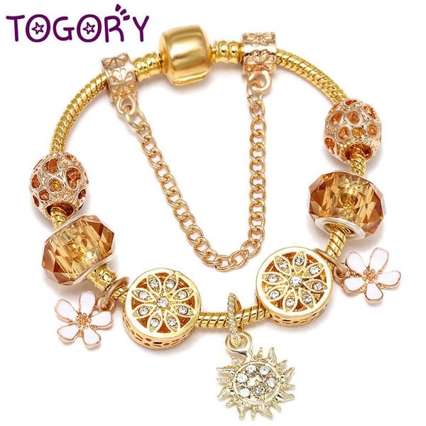 charm bracelets togory crystal sun & flower pendant with silver plated snake chain beads brand for women jewelry gift, Golden;silver
charm bracelets togory crystal sun & flower pendant with silver plated snake chain beads brand for women jewelry gift, Golden;silver