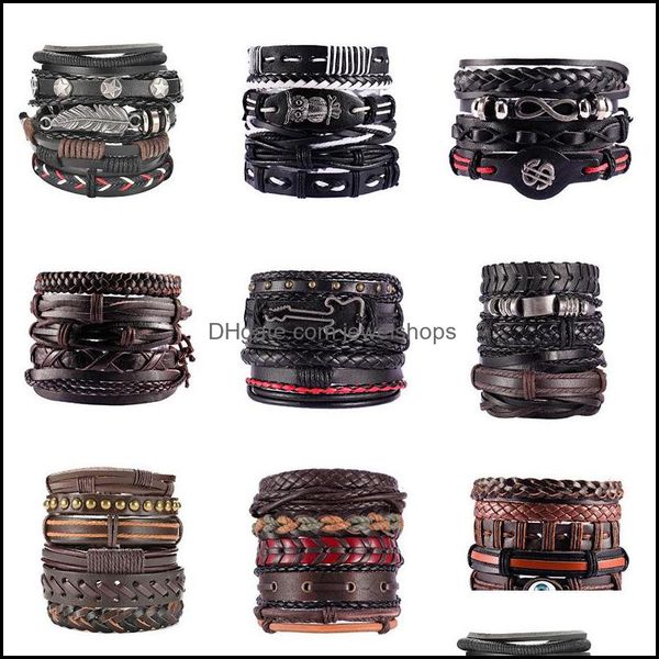 link chain bracelets jewelry fashion mens punk style vintage mtilayer 18cm long link leather bracelet drop delivery 2021 cnddj, Black 
link chain bracelets jewelry fashion mens punk style vintage mtilayer 18cm long link leather bracelet drop delivery 2021 cnddj, Black