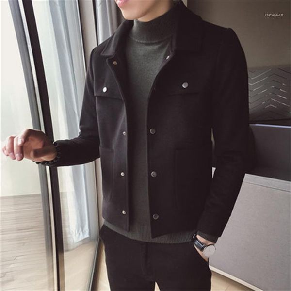 men's wool & blends 2021 short windbreaker korean version of the trend handsome slim large size coat casual woolen coat1, Black
men's wool & blends 2021 short windbreaker korean version of the trend handsome slim large size coat casual woolen coat1, Black