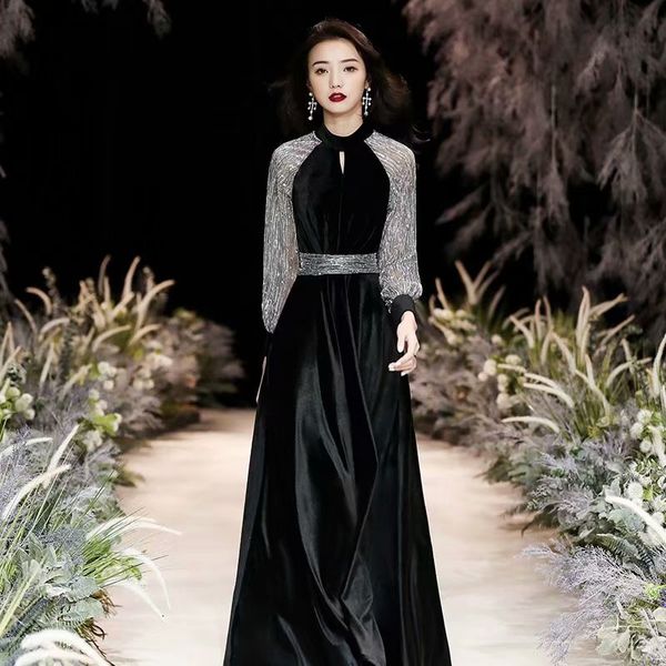 2021 new dress velvet long sleeves prom evening dressed robot sqkf, Black;red
2021 new dress velvet long sleeves prom evening dressed robot sqkf, Black;red