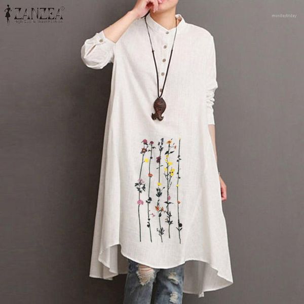 2020 autumn cotton linen blouse zanzea women long sleeve shirts vintage printed long female robe chemise tunic plus size1, White
2020 autumn cotton linen blouse zanzea women long sleeve shirts vintage printed long female robe chemise tunic plus size1, White