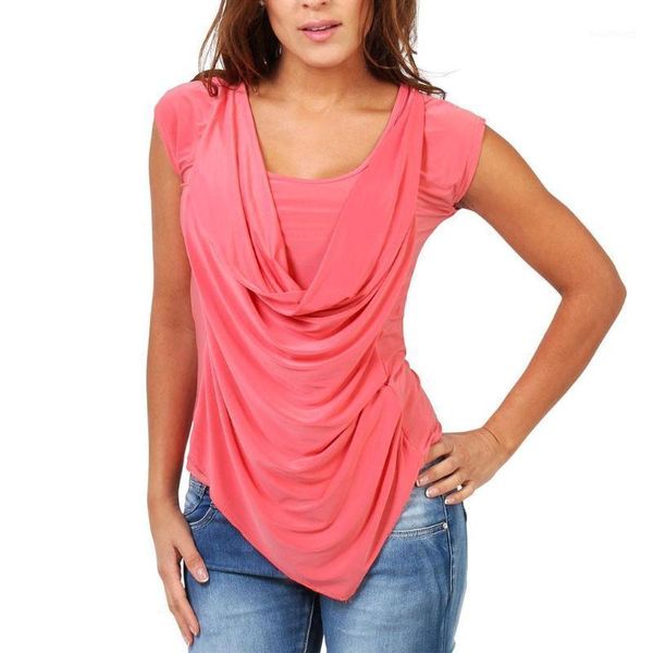 solid color women plus size ruched sleeveless tunic drape cowl front t-shirt sleeveless tunic drape cowl front t-shi1, White 
solid color women plus size ruched sleeveless tunic drape cowl front t-shirt sleeveless tunic drape cowl front t-shi1, White