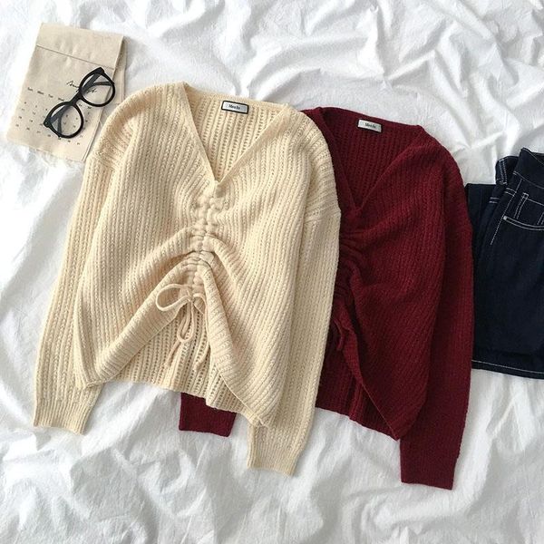women's sweaters v-neck casual loose knitted for women autumn winter fashion clothing long sleeve pullover hipster ins lace-up 1, White;black
women's sweaters v-neck casual loose knitted for women autumn winter fashion clothing long sleeve pullover hipster ins lace-up 1, White;black