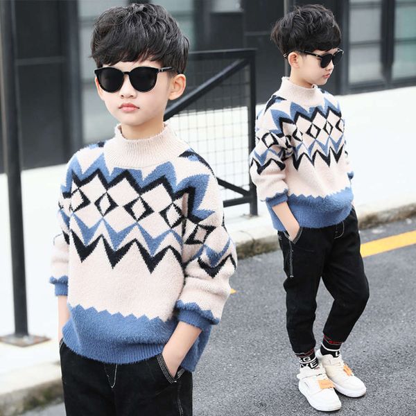 2020 new foreign sle big kids' autumn and winter mink cashmere boys' children's thickened sweater pullover, Blue
2020 new foreign sle big kids' autumn and winter mink cashmere boys' children's thickened sweater pullover, Blue