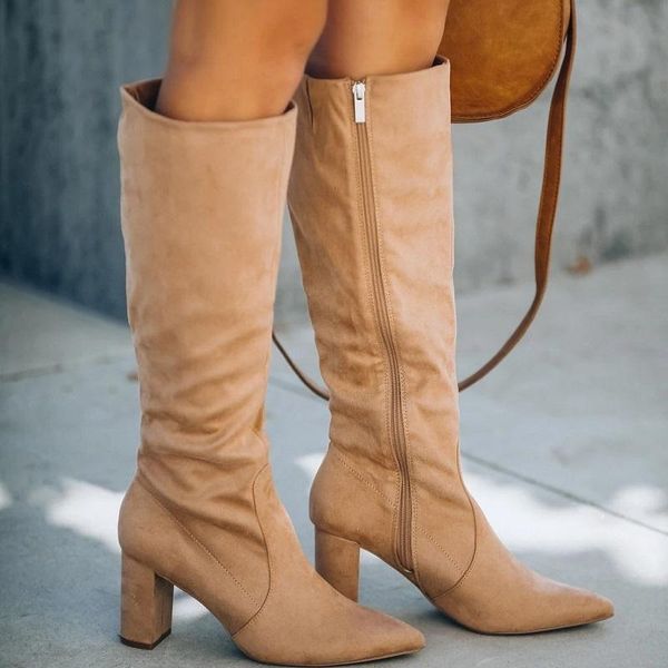 boots women high heels long autumn winter zipper knee pointed toe chunky ladies shoes, Black
boots women high heels long autumn winter zipper knee pointed toe chunky ladies shoes, Black