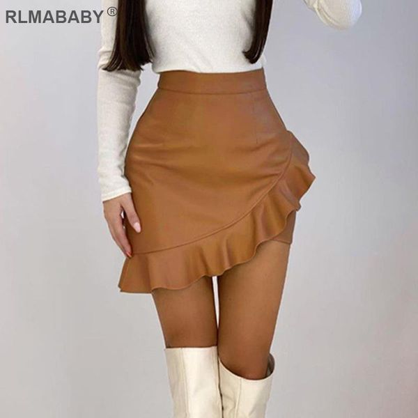 skirts fashion pu leather ruffles slim high waist asymmetrical mini casual streetwear women brown skirt bottoms, Black
skirts fashion pu leather ruffles slim high waist asymmetrical mini casual streetwear women brown skirt bottoms, Black