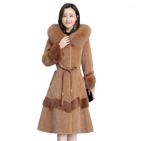 women autumn winter faux fur collar artificial sheep shearing fur coat large size femaleslim warm hooded long wool coat v50511, Black
women autumn winter faux fur collar artificial sheep shearing fur coat large size femaleslim warm hooded long wool coat v50511, Black