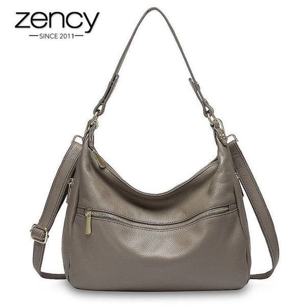 zency luxury women shoulder bag 100% genuine leather tote handbag large capacity hobos fashion lady crossbody purse black grey c0121
zency luxury women shoulder bag 100% genuine leather tote handbag large capacity hobos fashion lady crossbody purse black grey c0121