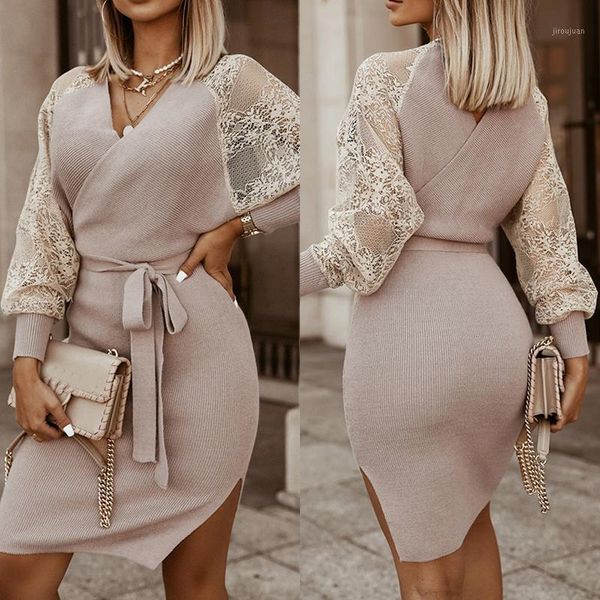 women casual spring autumn knitted lace mid dress lady bodycon shirt split dresses 2020 long sleeve lace up dress vestidos1, Black;gray
women casual spring autumn knitted lace mid dress lady bodycon shirt split dresses 2020 long sleeve lace up dress vestidos1, Black;gray