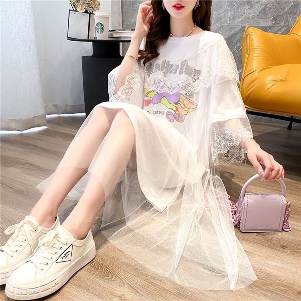 cyxti mid-length gauze stitching t-shirt skirt sleeve half women's korean summer 2020 new loose and fairy coat t-shirt ins style tzbj, White
cyxti mid-length gauze stitching t-shirt skirt sleeve half women's korean summer 2020 new loose and fairy coat t-shirt ins style tzbj, White